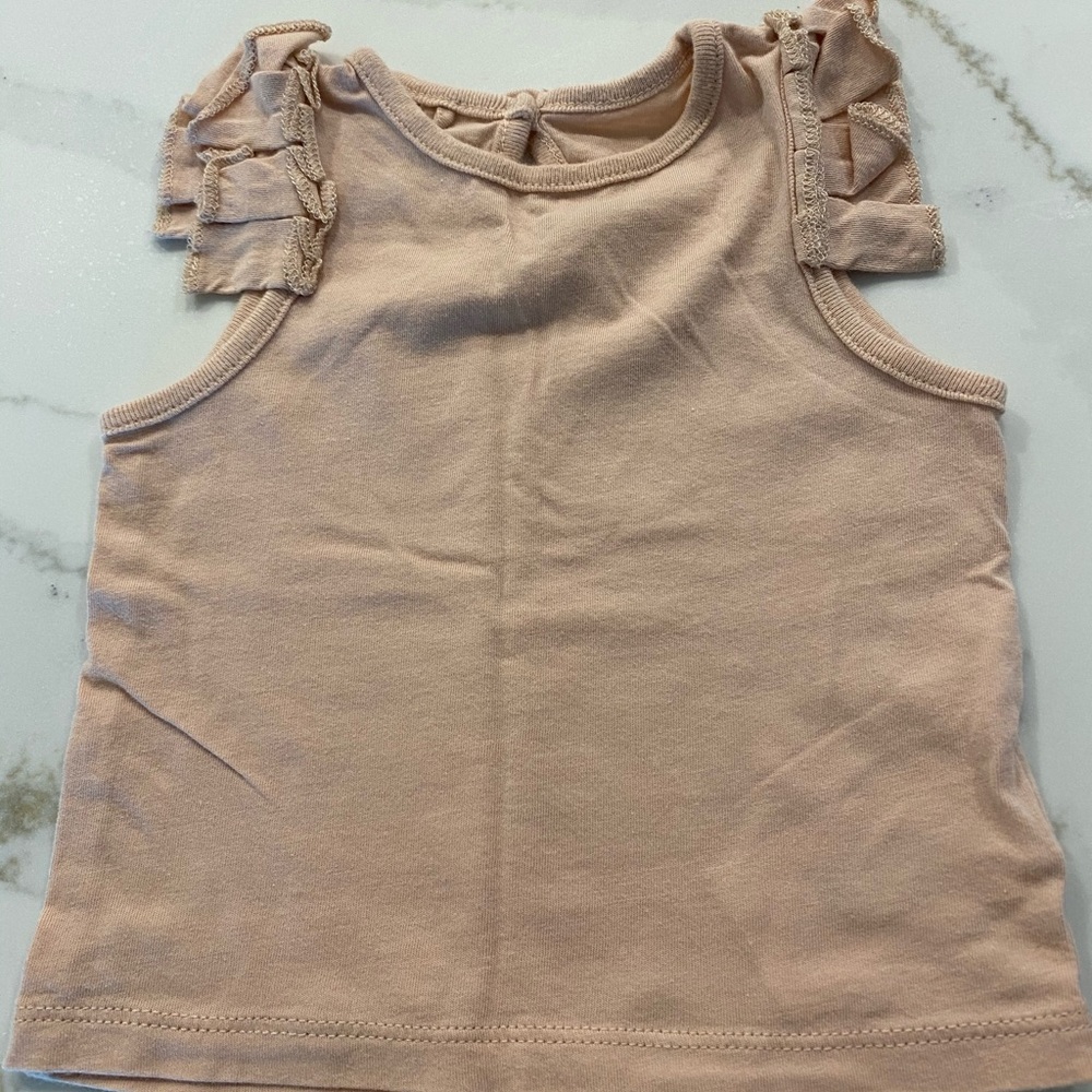 Stella McCartney Kids blush cotton ruffle tee
